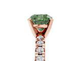 Rose gold Fancy Green Cushion Cut Diamond Solitaire Pavé Engagement Ring with Round Band and Prong Setting_61