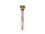 Rose gold Fancy Green Cushion Cut Diamond Solitaire Pavé Engagement Ring with Round Band and Prong Setting_76