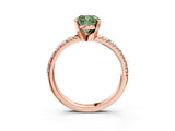 Rose gold Fancy Green Cushion Cut Diamond Solitaire Pavé Engagement Ring with Round Band and Prong Setting_77