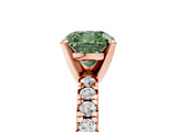 Rose gold Fancy Green Cushion Cut Diamond Solitaire Pavé Engagement Ring with Round Band and Prong Setting_79