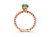 Rose gold Fancy Green Cushion Cut Diamond Solitaire Ring with Beaded Band and Prong Setting_294