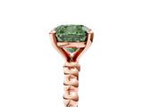 Rose gold Fancy Green Cushion Cut Diamond Solitaire Ring with Beaded Band and Prong Setting_296