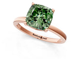 Rose gold Fancy Green Cushion Cut Diamond Solitaire Ring with Classic Band and Four-Prong Setting_1