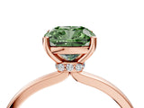 Rose gold Fancy Green Cushion Cut Diamond Solitaire Ring with Classic Band and Four-Prong Setting_4