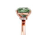 Rose gold Fancy Green Cushion Cut Diamond Solitaire Ring with Classic Band and Four-Prong Setting_5