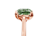 Rose gold Fancy Green Cushion Cut Diamond Solitaire Ring with Flower Prong Setting and Classic Band_41