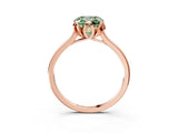 Rose gold Fancy Green Cushion Cut Diamond Solitaire Ring with Flower Prong Setting and Classic Band_90