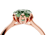 Rose gold Fancy Green Cushion Cut Diamond Solitaire Ring with Flower Prong Setting and Classic Band_91