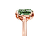 Rose gold Fancy Green Cushion Cut Diamond Solitaire Ring with Flower Prong Setting and Classic Band_92