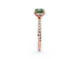 Rose gold Fancy Green Cushion Cut Diamond Solitaire Ring with Four-Prong Setting and Pavé Band_5