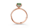 Rose gold Fancy Green Cushion Cut Diamond Solitaire Ring with Four-Prong Setting and Pavé Band_6