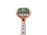 Rose gold Fancy Green Cushion Cut Diamond Solitaire Ring with Four-Prong Setting and Pavé Band_8