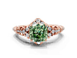 Rose gold Fancy Green Cushion Cut Diamond Solitaire Ring with Hidden Halo and Pavé Band_27