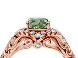 Rose gold Fancy Green Cushion Cut Diamond Solitaire Ring with Hidden Halo and Pavé Band_31