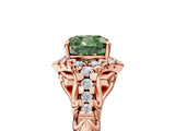 Rose gold Fancy Green Cushion Cut Diamond Solitaire Ring with Hidden Halo and Pavé Band_32