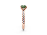 Rose gold Fancy Green Cushion Cut Diamond Solitaire Ring with Pavé Band and Four-Prong Setting_82