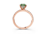 Rose gold Fancy Green Cushion Cut Diamond Solitaire Ring with Pavé Band and Four-Prong Setting_83