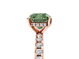 Rose gold Fancy Green Cushion Cut Diamond Solitaire Ring with Pavé Band and Four-Prong Setting_85