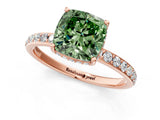 Rose gold Fancy Green Cushion Cut Diamond Solitaire Ring with Pavé Band and Hidden Halo_21