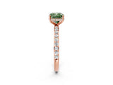 Rose gold Fancy Green Cushion Cut Diamond Solitaire Ring with Pavé Band and Hidden Halo_22