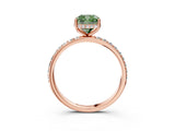 Rose gold Fancy Green Cushion Cut Diamond Solitaire Ring with Pavé Band and Hidden Halo_23