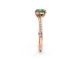 Rose gold Fancy Green Cushion Cut Diamond Solitaire Ring with Pavé Band and Prong Setting_14