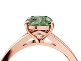 Rose gold Fancy Green Cushion Cut Diamond Solitaire Ring with Pavé Band and Prong Setting_16