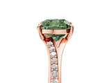 Rose gold Fancy Green Cushion Cut Diamond Solitaire Ring with Pavé Band and Prong Setting_17