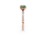Rose gold Fancy Green Cushion Cut Diamond Solitaire Ring with Pave Band and Four Prong Setting_75