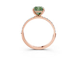 Rose gold Fancy Green Cushion Cut Diamond Solitaire Ring with Pave Band and Four Prong Setting_76