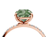 Rose gold Fancy Green Cushion Cut Diamond Solitaire Ring with Pave Band and Four Prong Setting_77