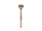 Rose gold Fancy Green Cushion Cut Diamond Solitaire Ring with Round  Pavé Band and Four-Prong Setting_38