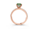 Rose gold Fancy Green Cushion Cut Diamond Solitaire Ring with Round  Pavé Band and Four-Prong Setting_39