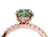 Rose gold Fancy Green Cushion Cut Diamond Solitaire Ring with Round  Pavé Band and Four-Prong Setting_40