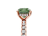 Rose gold Fancy Green Cushion Cut Diamond Solitaire Ring with Round  Pavé Band and Four-Prong Setting_41