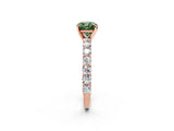 Rose gold Fancy Green Cushion Cut Diamond Solitaire Ring with Shared Prong Pavé Band and Four-Prong Setting_60
