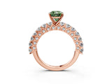 Rose gold Fancy Green Cushion Cut Diamond Solitaire Ring with Shared Prong Pavé Band and Four-Prong Setting_61