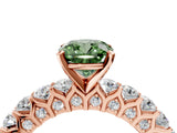 Rose gold Fancy Green Cushion Cut Diamond Solitaire Ring with Shared Prong Pavé Band and Four-Prong Setting_62