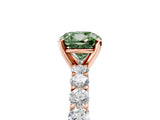 Rose gold Fancy Green Cushion Cut Diamond Solitaire Ring with Shared Prong Pavé Band and Four-Prong Setting_63