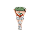 Rose gold Fancy Green Cushion Cut Diamond Solitaire Ring with Side Stones and Four-Prong Setting_73