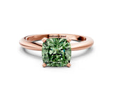 Rose gold Fancy Green Cushion Cut Diamond Solitaire Ring with Six-Prong Setting and Classic Band_283