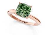 Rose gold Fancy Green Cushion Cut Diamond Solitaire Ring with Six-Prong Setting and Classic Band_284