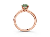 Rose gold Fancy Green Cushion Cut Diamond Solitaire Ring with Six-Prong Setting and Classic Band_286