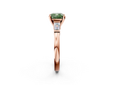 Rose gold Fancy Green Cushion  Cut Diamond Solitaire Ring with Tapered Baguette Accents and Four-Prong Setting_78