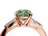 Rose gold Fancy Green Cushion  Cut Diamond Solitaire Ring with Tapered Baguette Accents and Four-Prong Setting_80