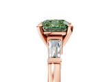 Rose gold Fancy Green Cushion  Cut Diamond Solitaire Ring with Tapered Baguette Accents and Four-Prong Setting_81