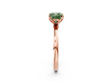 Rose gold Fancy Green Cushion Cut Diamond Solitaire Ring with Thin Band and Prong Setting_14