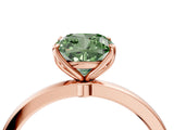 Rose gold Fancy Green Cushion Cut Diamond Solitaire Ring with Thin Band and Prong Setting_16