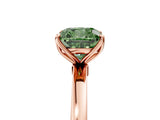 Rose gold Fancy Green Cushion Cut Diamond Solitaire Ring with Thin Band and Prong Setting_17