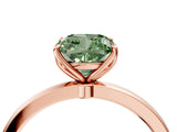Rose gold Fancy Green Cushion Cut Diamond Solitaire Ring with Thin Band and Prong Setting_28